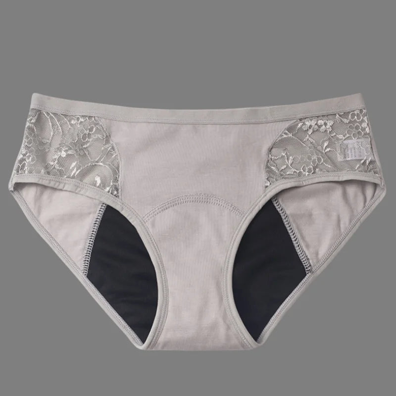 NOUVEAU RICHE Damen Menstruationshöschen Baumwolle Hohe Taille Erweitern Grau