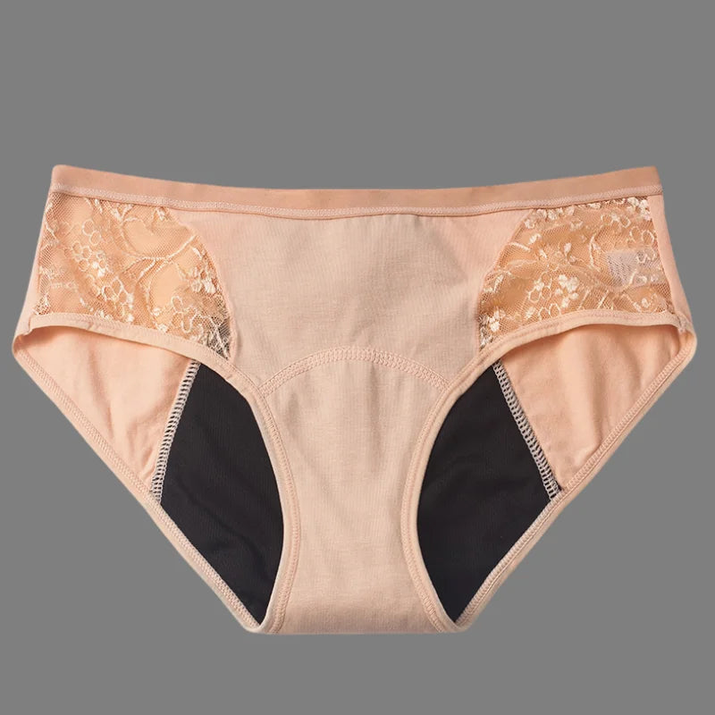 NOUVEAU RICHE Damen Menstruationshöschen Baumwolle Hohe Taille Erweitern Beige