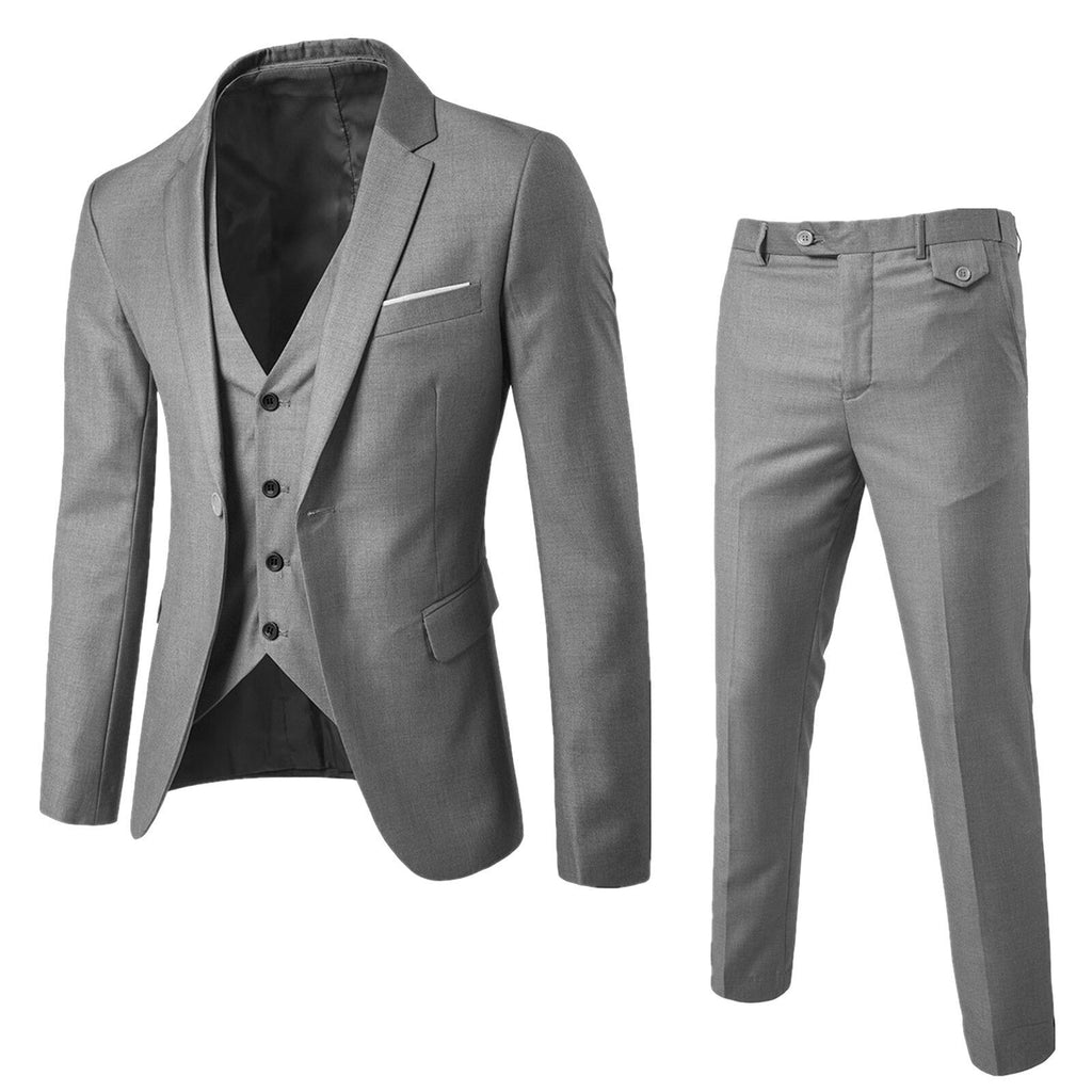 NOUVEAU RICHE Elegante 3-teilige Business-Anzüge für Herren – Hochwertige Anzüge für formelle Anlässe und Büro-Outfits Grau