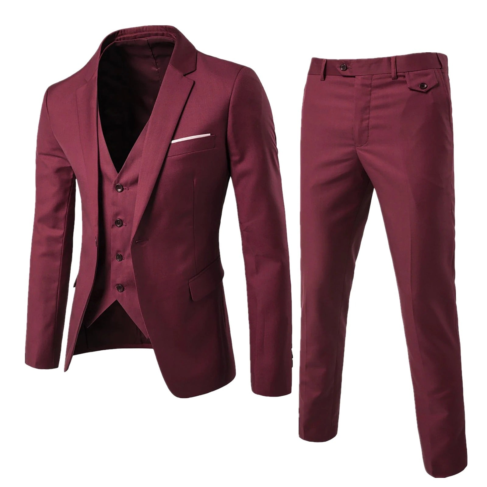 NOUVEAU RICHE Elegante 3-teilige Business-Anzüge für Herren – Hochwertige Anzüge für formelle Anlässe und Büro-Outfits Rot