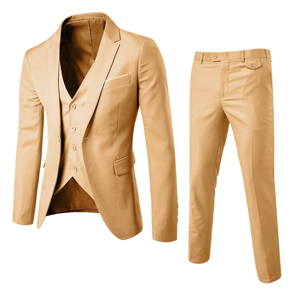 NOUVEAU RICHE Elegante 3-teilige Business-Anzüge für Herren – Hochwertige Anzüge für formelle Anlässe und Büro-Outfits Khaki
