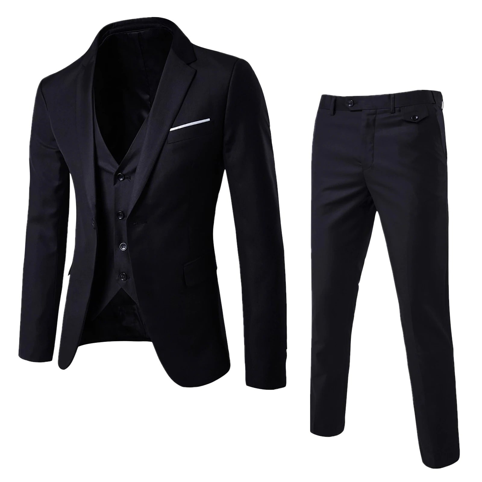 NOUVEAU RICHE Elegante 3-teilige Business-Anzüge für Herren – Hochwertige Anzüge für formelle Anlässe und Büro-Outfits Schwarz