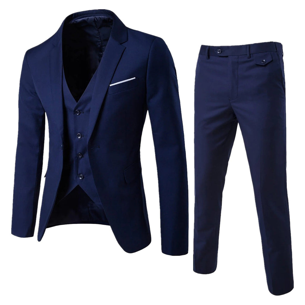 NOUVEAU RICHE Elegante 3-teilige Business-Anzüge für Herren – Hochwertige Anzüge für formelle Anlässe und Büro-Outfits Blau