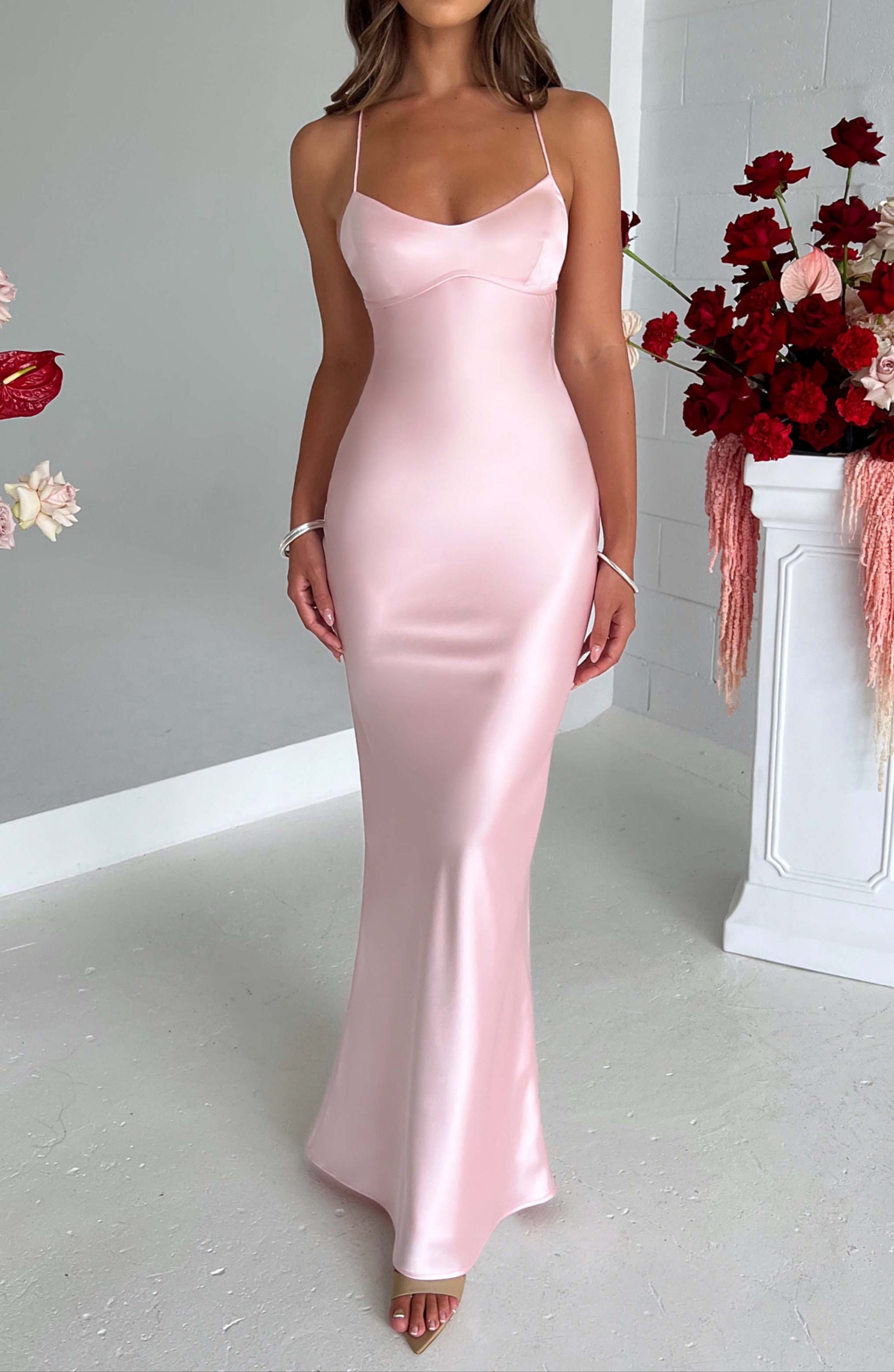NOUVEAU RICHE Blush Maxikleid Mit Satinstoff Für Glänzende Silhouette L
