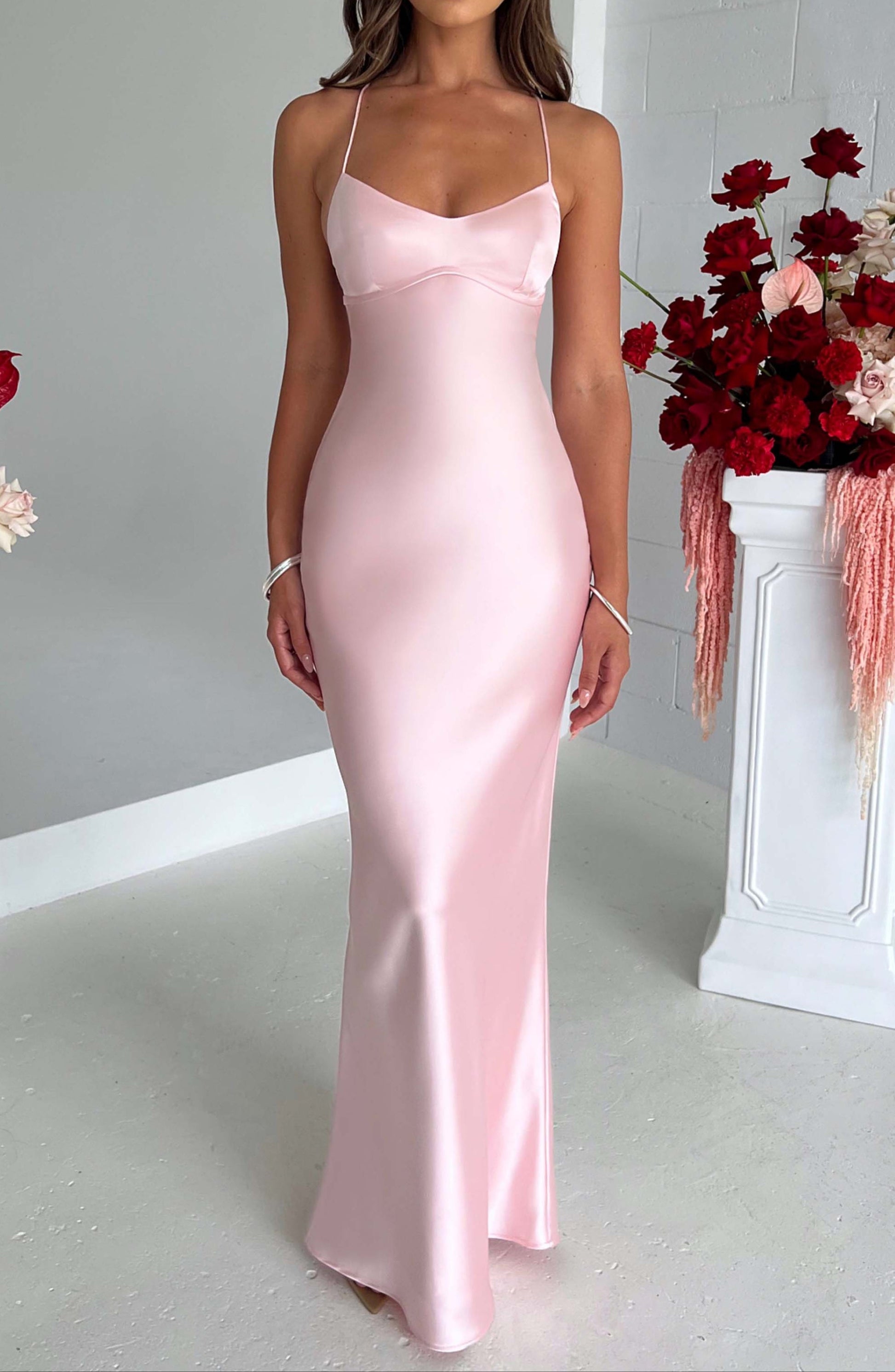 NOUVEAU RICHE Blush Maxikleid Mit Satinstoff Für Glänzende Silhouette