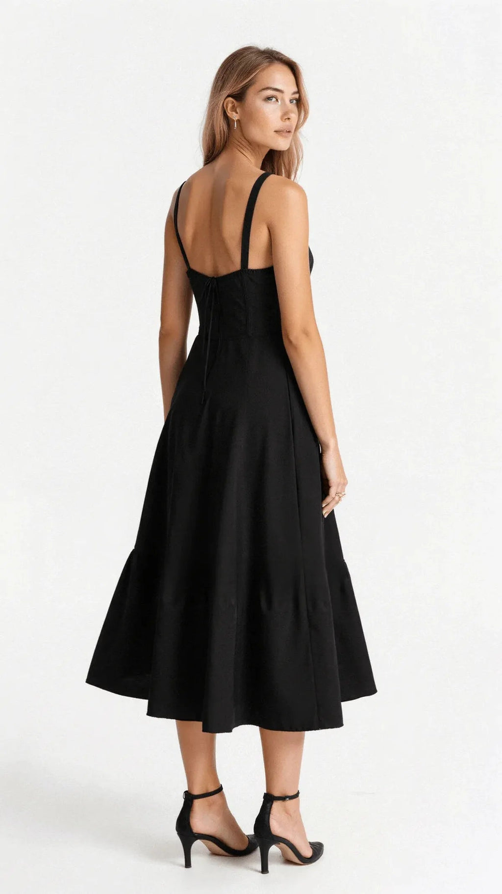 NOUVEAU RICHE Verstellbares Herzförmiges Midi-Taillenkleid mit Korsettrücken