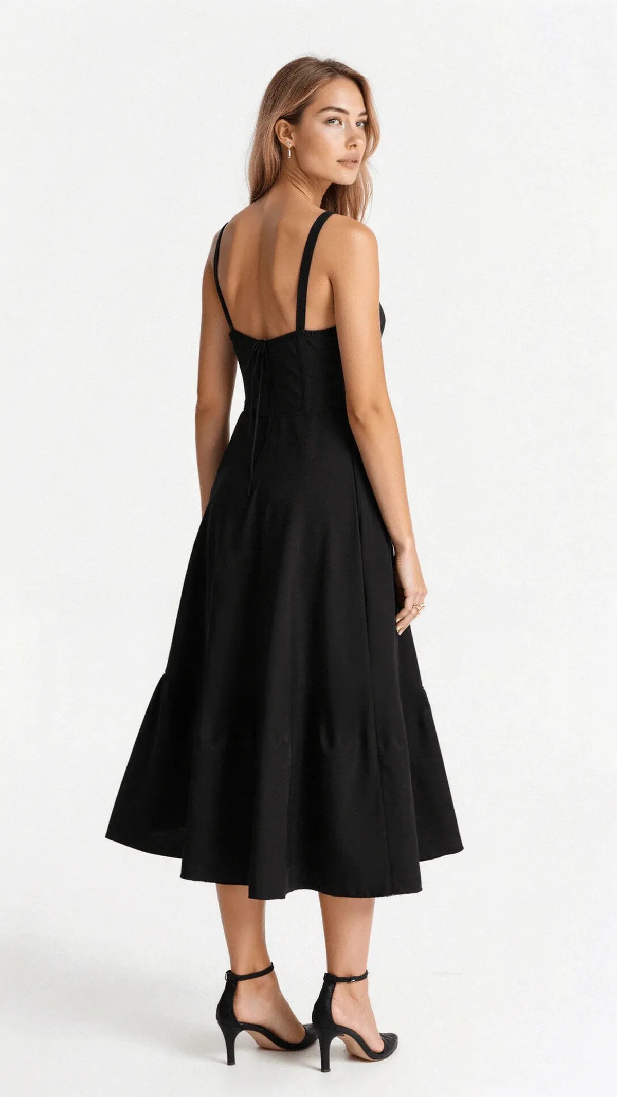 NOUVEAU RICHE Verstellbares Herzförmiges Midi-Taillenkleid mit Korsettrücken