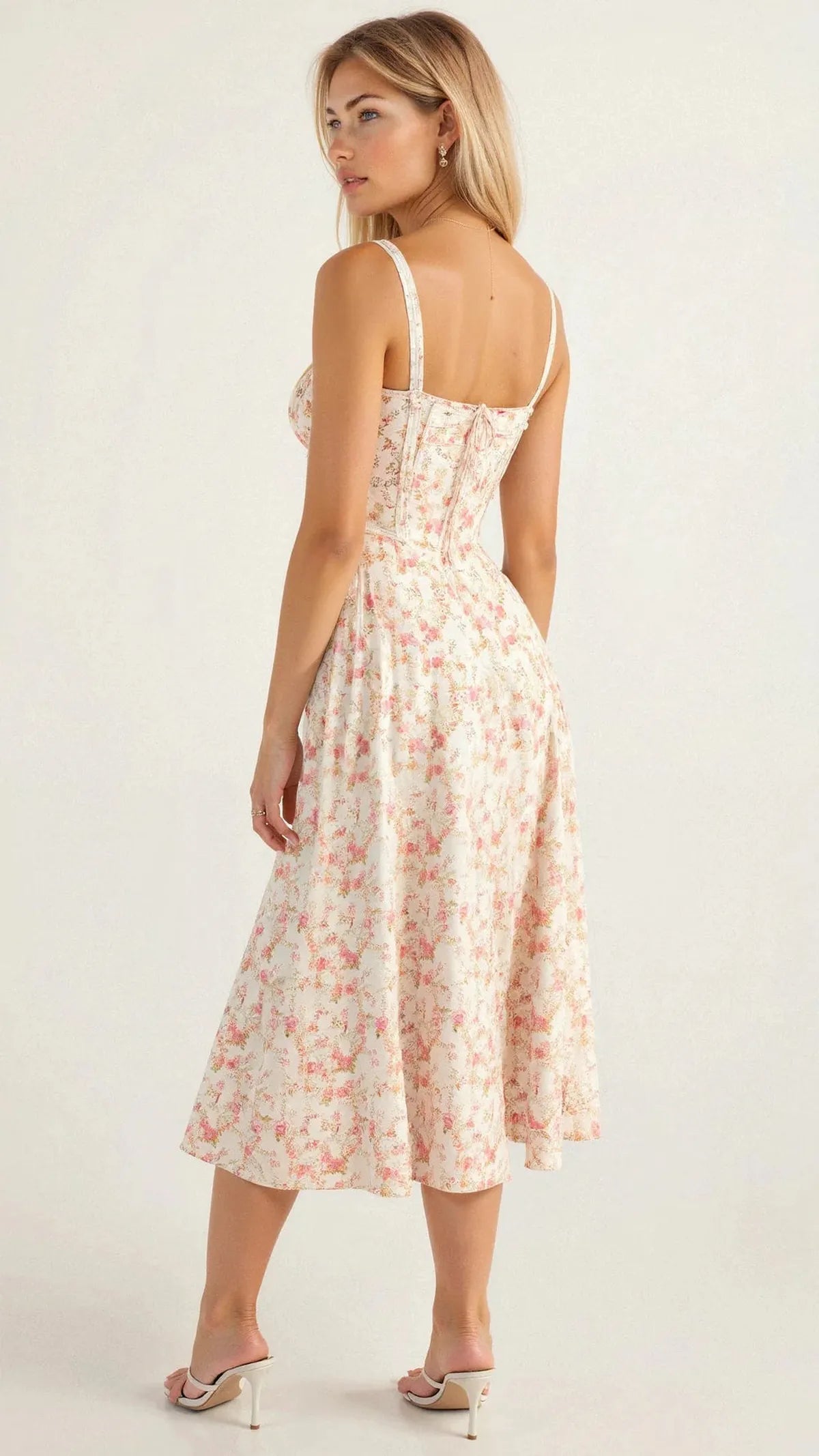 NOUVEAU RICHE Verstellbares Herzförmiges Midi-Taillenkleid mit Korsettrücken