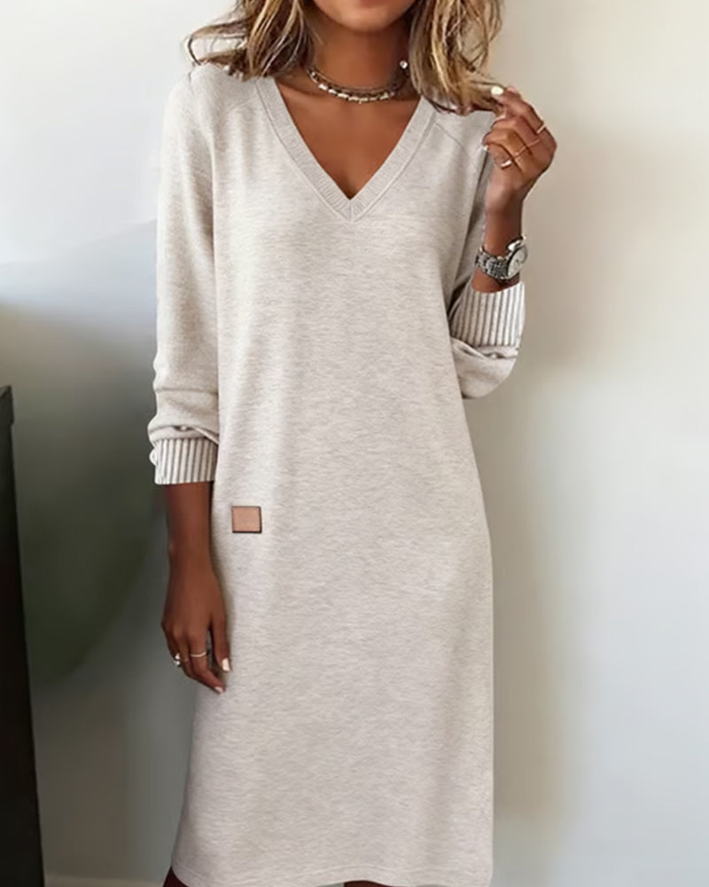 NOUVEAU RICHE Damen Strickkleid – Weicher Strick & Elastische Passform Beige