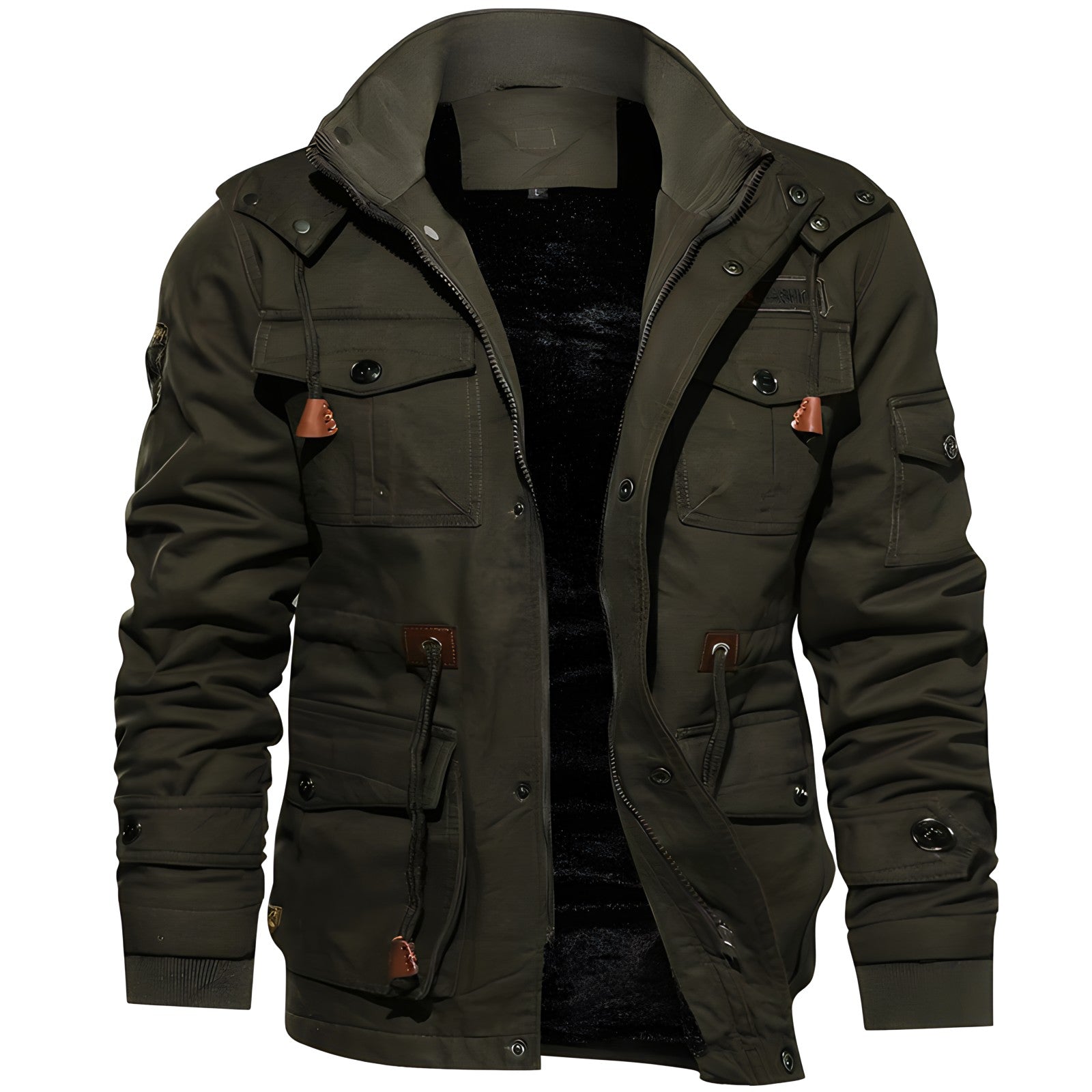 NOUVEAU RICHE Gefütterte Militärjacke Mit Kapuze Und Viel Stauraum Grün