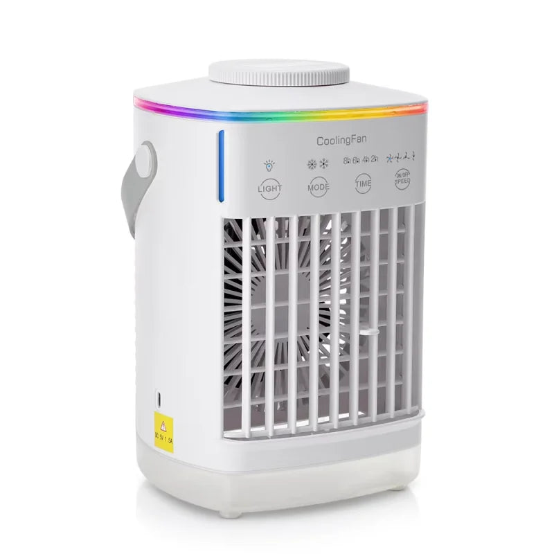 Mini-Luftkühler-Ventilator – USB-Tischklimaanlage, Wassersprüh-Luftbefeuchter mit 7-farbiger Beleuchtung, persönlicher Ventilator fürs Büro 0