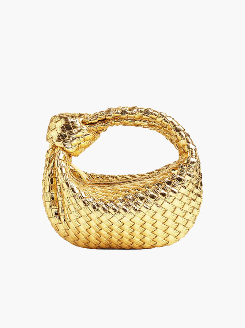 NOUVEAU RICHE Minitasche Aus Kunstleder Mit Geflochtenem Knoten Für Elegante Abendlooks Gold Einheitsgröße