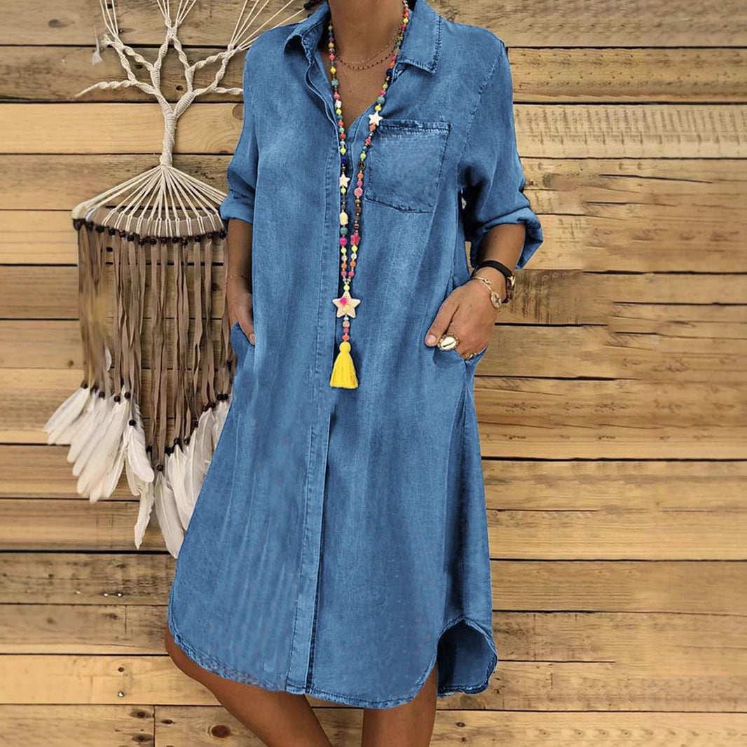 NOUVEAU RICHE Mechi | Elegantes und lässiges Jeans hemdkleid