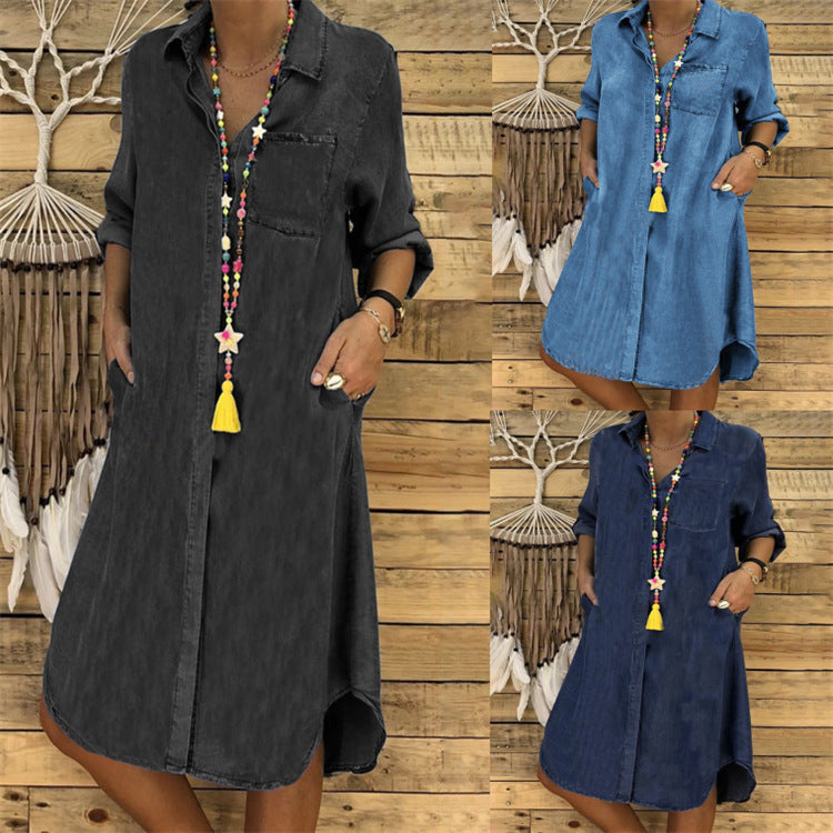 NOUVEAU RICHE Mechi | Elegantes und lässiges Jeans hemdkleid