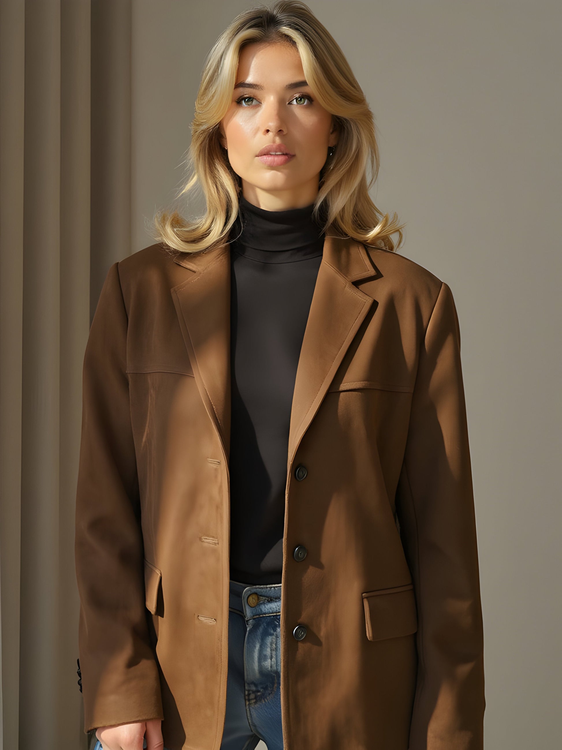 NOUVEAU RICHE Klassische Wildlederjacke Für Zeitlosen Stil Hochwertiges Wildleder Material Elegante Damenjacke Ideal Für Herbst Und Winter