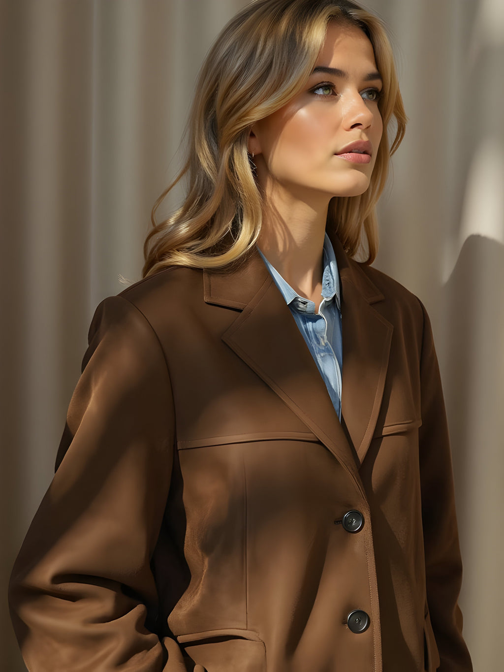 NOUVEAU RICHE Klassische Wildlederjacke Für Zeitlosen Stil Hochwertiges Wildleder Material Elegante Damenjacke Ideal Für Herbst Und Winter
