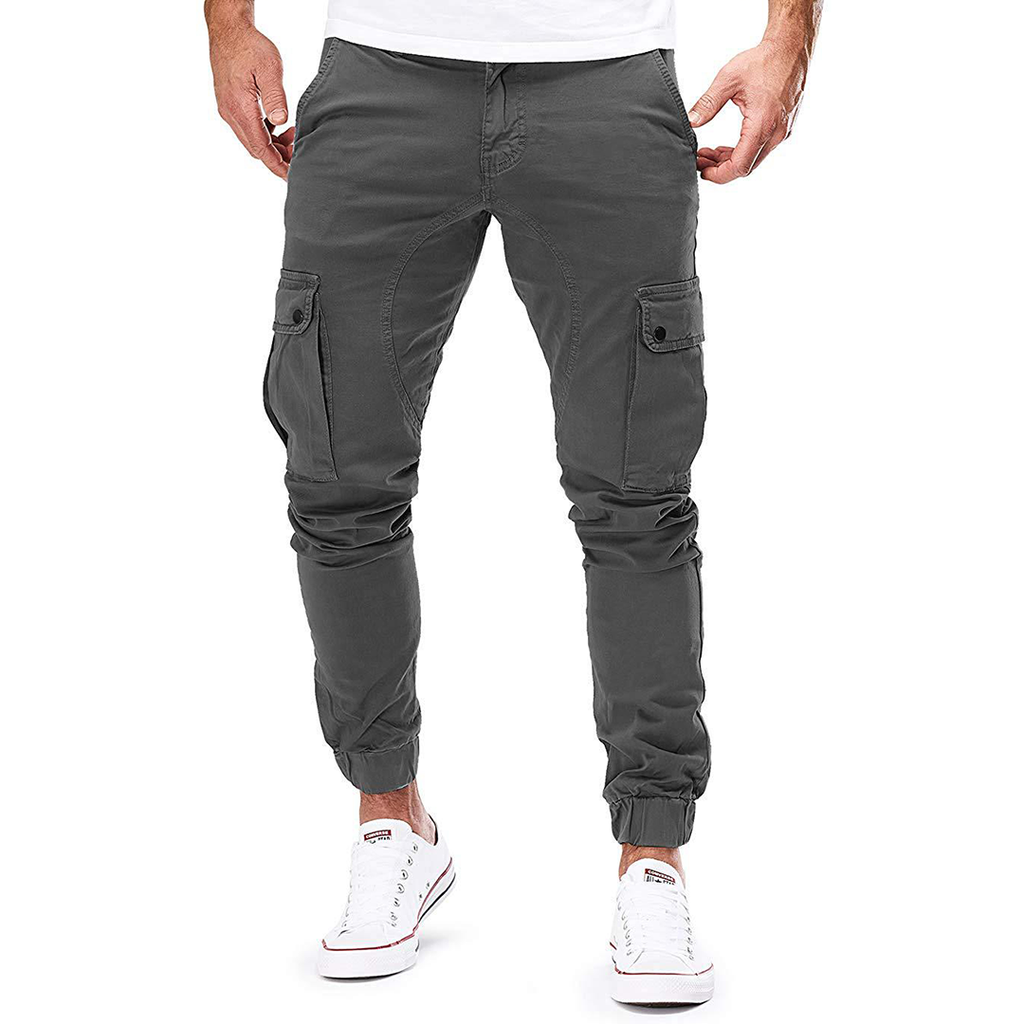 NOUVEAU RICHE Herren Moderne Cargohose Mit Langen Taschen Für Herren Grau