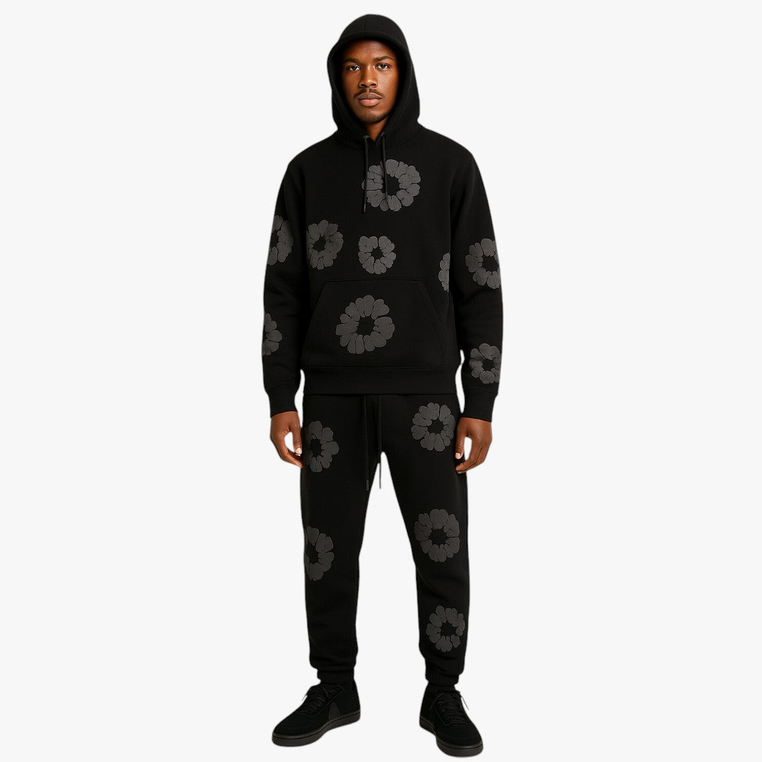 Moderner Unisex Loungewear Set Mit Blumenprint | Hose 1