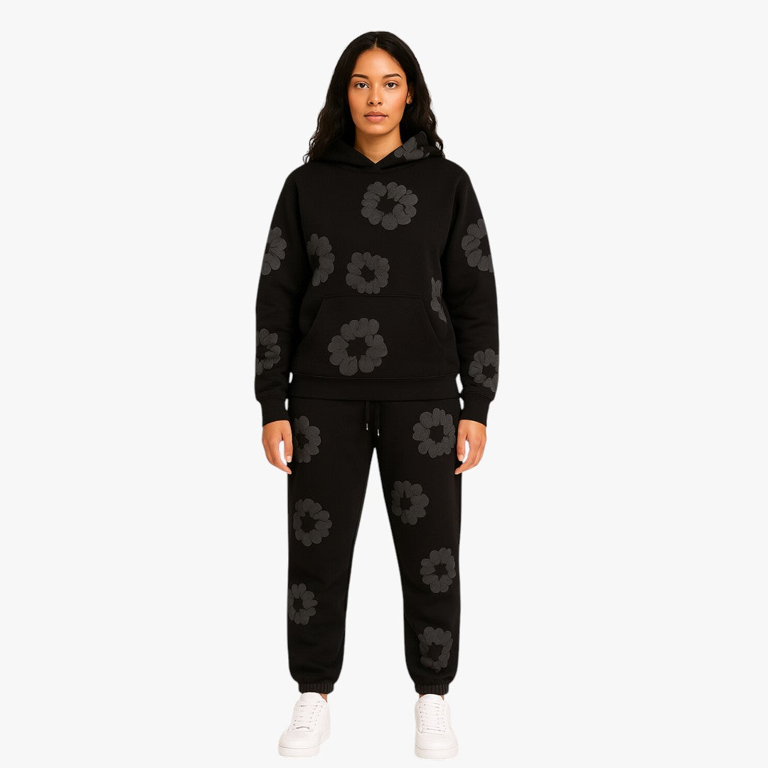 Moderner Unisex Loungewear Set Mit Blumenprint | Hose 2