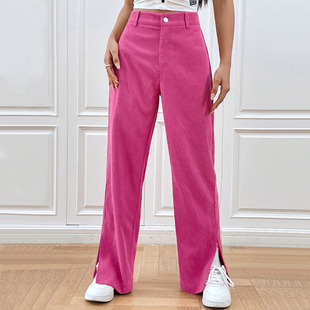 NOUVEAU RICHE Damen Modische Cordhose für Damen Weites Bein Breite Schnitt