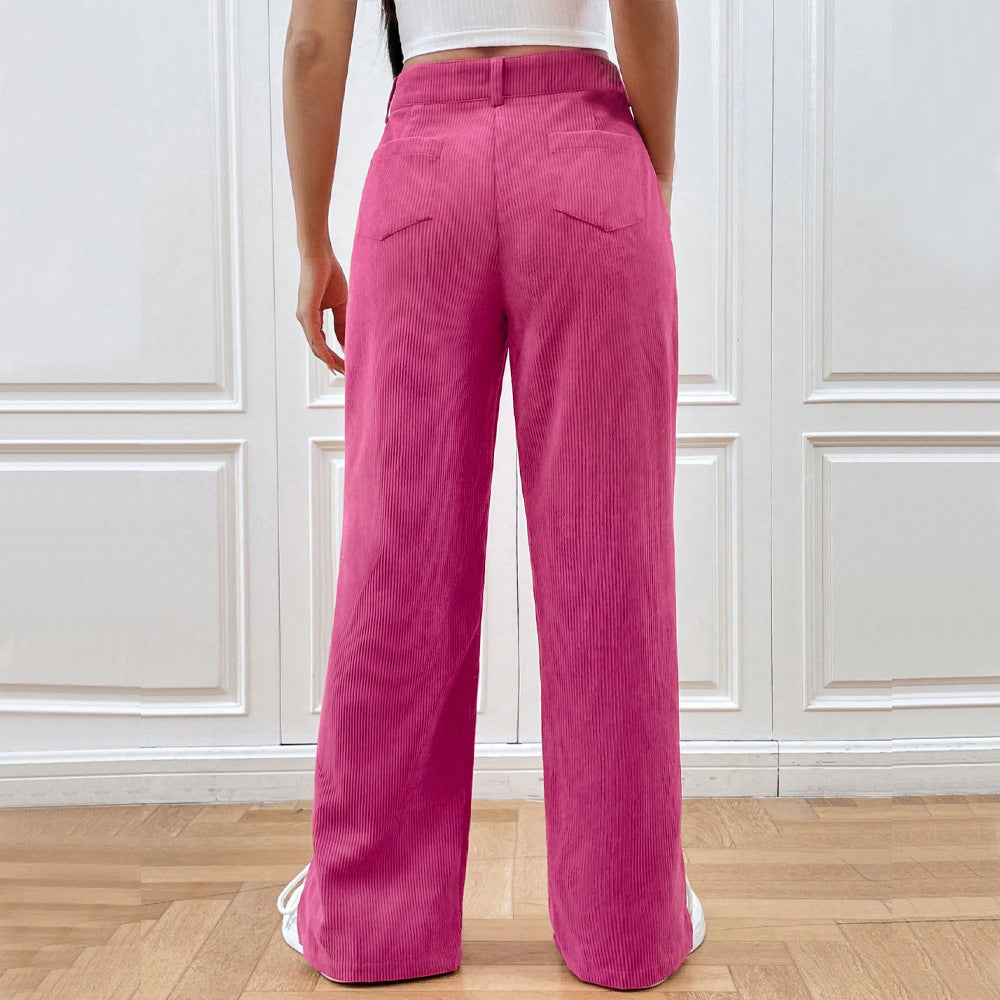 NOUVEAU RICHE Damen Modische Cordhose für Damen Weites Bein Breite Schnitt