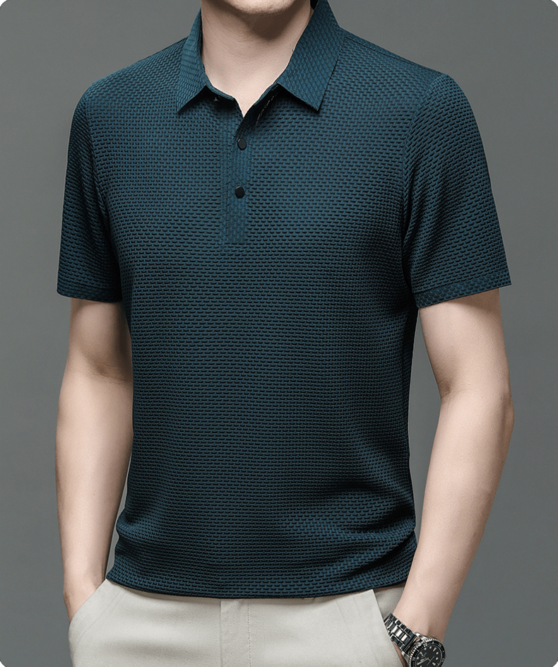 NOUVEAU RICHE Beya | Herren Polohemd – Markante Struktur, Leichtes Material & Business-Casual Stil