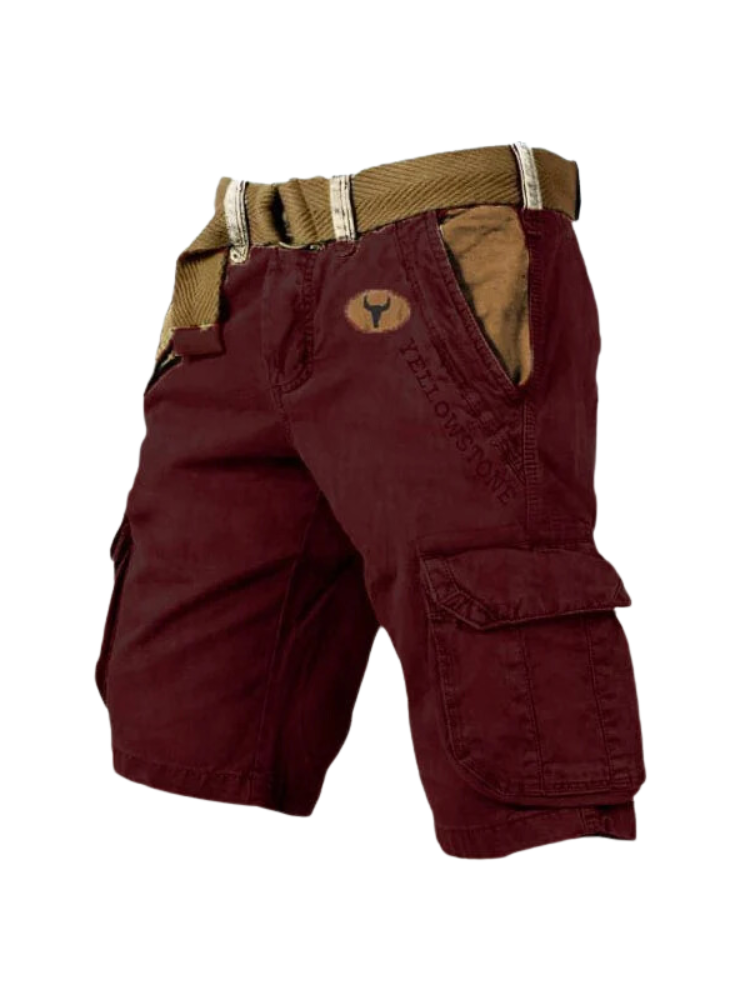NOUVEAU RICHE Multifunktionale Herren Cargo Shorts Mit Taschen Leicht Rot