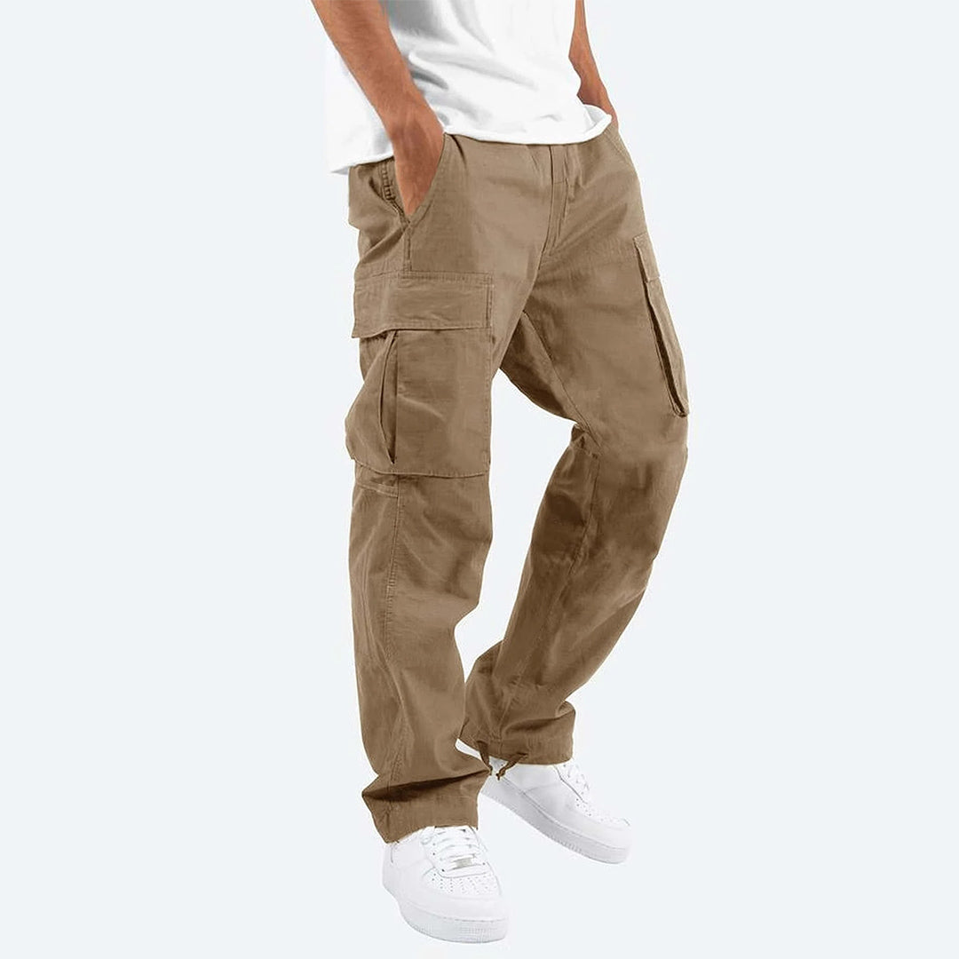 NOUVEAU RICHE Multifunktionale Herren Cargohose Mit Mehreren Taschen Kaki
