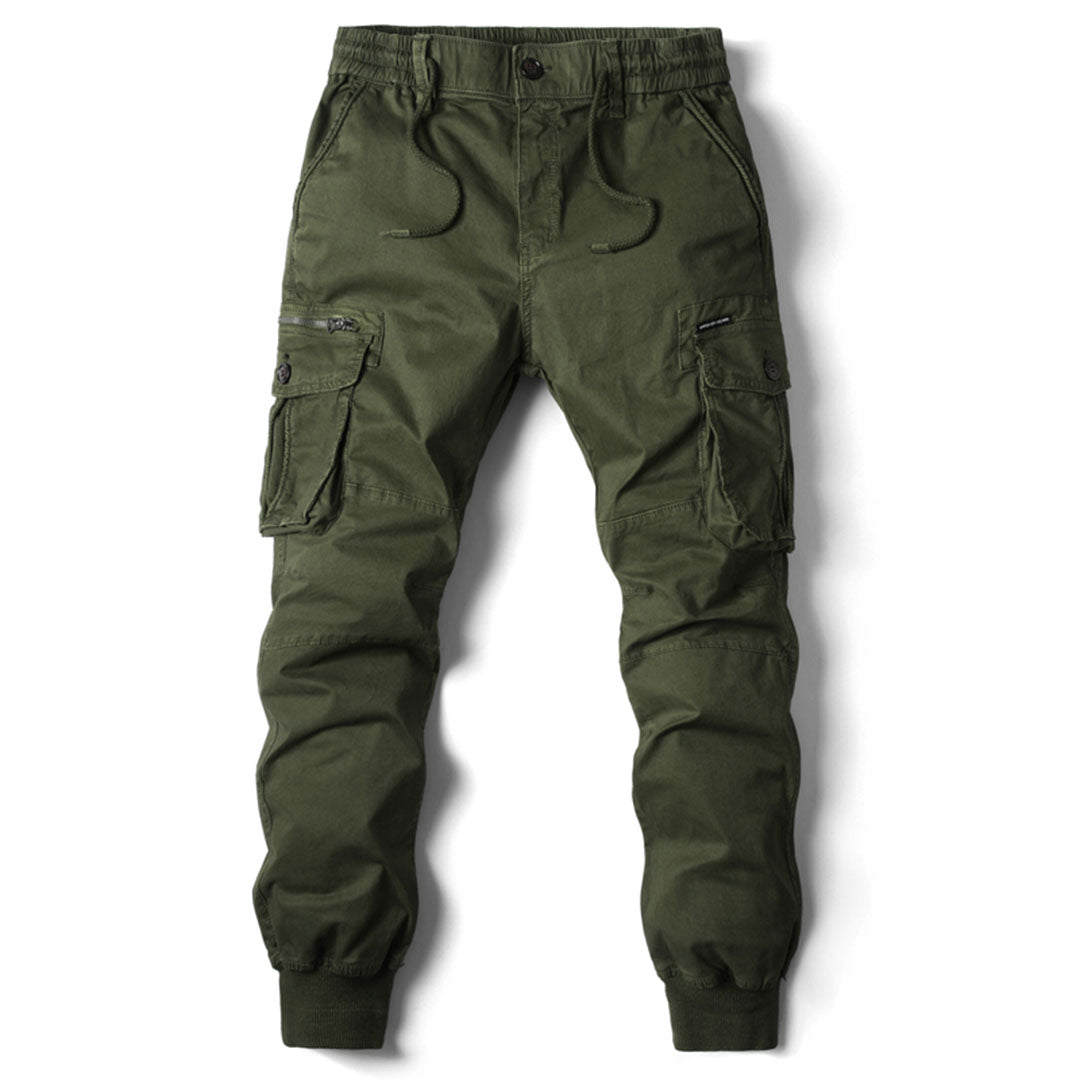 NOUVEAU RICHE Multifunktionale Herren Cargohose Weich Stretch Baumwolle Grün