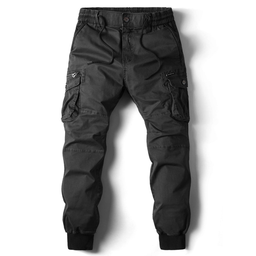 NOUVEAU RICHE Multifunktionale Herren Cargohose Weich Stretch Baumwolle Schwarz