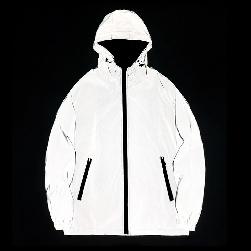 NOUVEAU RICHE Männer Nachtreflektierende Jacken Doppelter Windbreaker