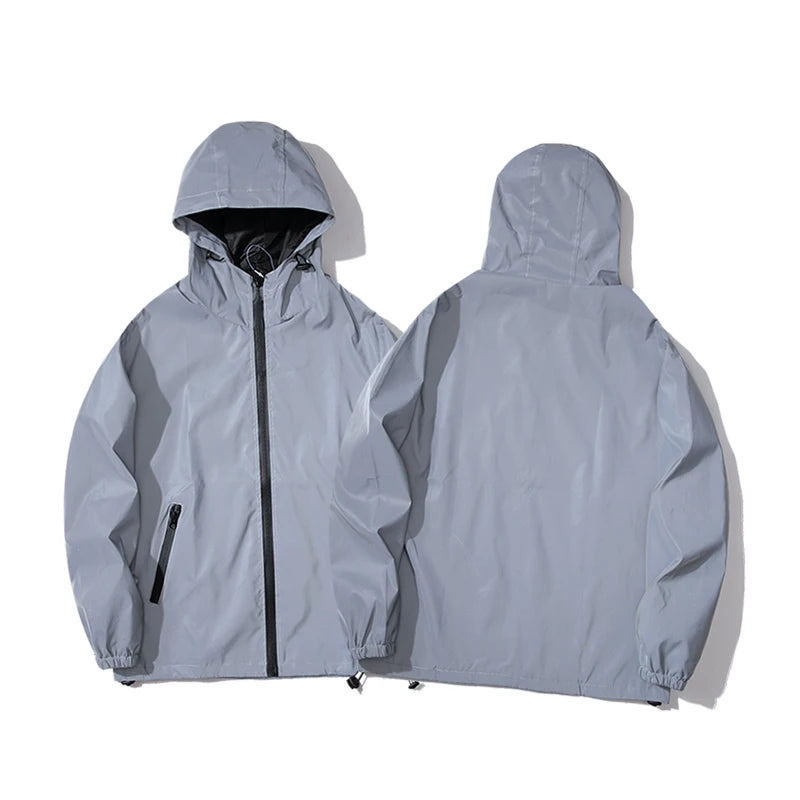 NOUVEAU RICHE Männer Nachtreflektierende Jacken Doppelter Windbreaker