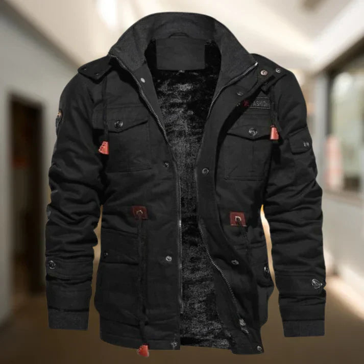 NOUVEAU RICHE Herren Jacke mit weichem Futter für Alltag und Stadt Schwarz