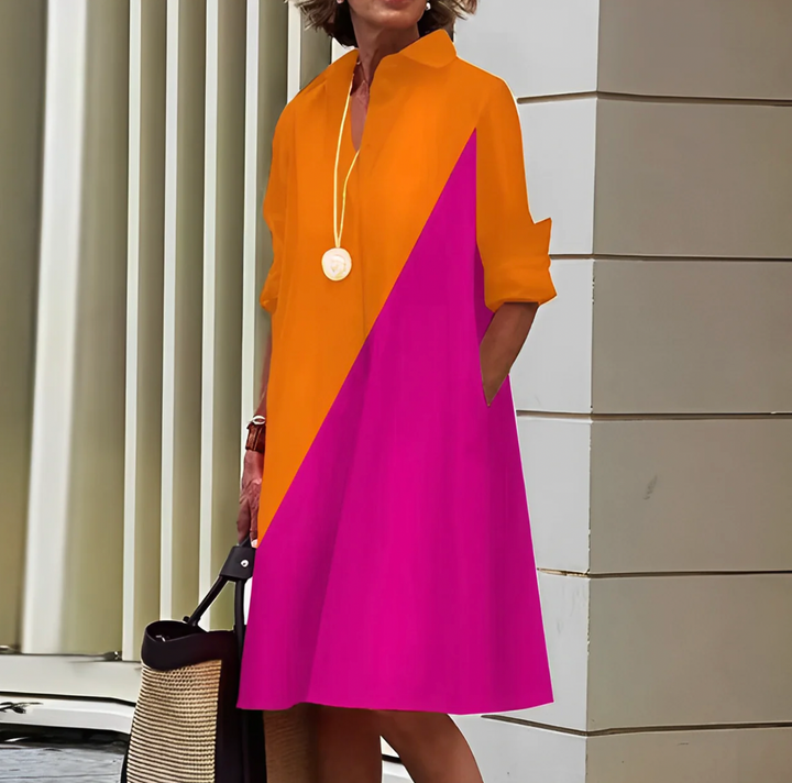 NOUVEAU RICHE Alltagslook Polokleid Mit Atmungsaktiver Stretch Passform Orange Pink