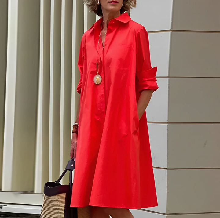 NOUVEAU RICHE Alltagslook Polokleid Mit Atmungsaktiver Stretch Passform Rot