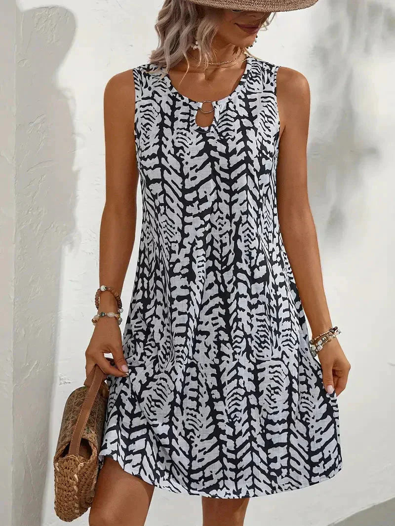 NOUVEAU RICHE Ärmelloses Sommerkleid Für Damen Mit Abstraktem Print