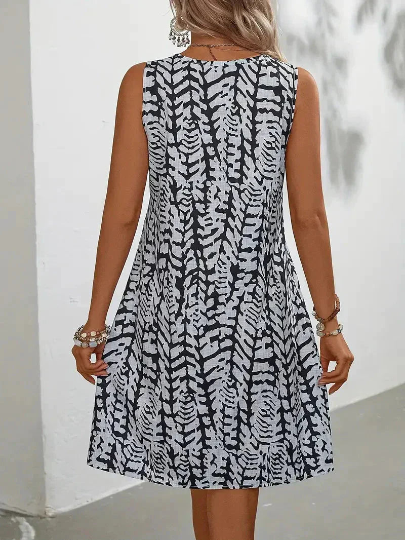 NOUVEAU RICHE Ärmelloses Sommerkleid Für Damen Mit Abstraktem Print