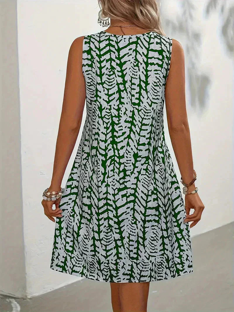 NOUVEAU RICHE Ärmelloses Sommerkleid Für Damen Mit Abstraktem Print