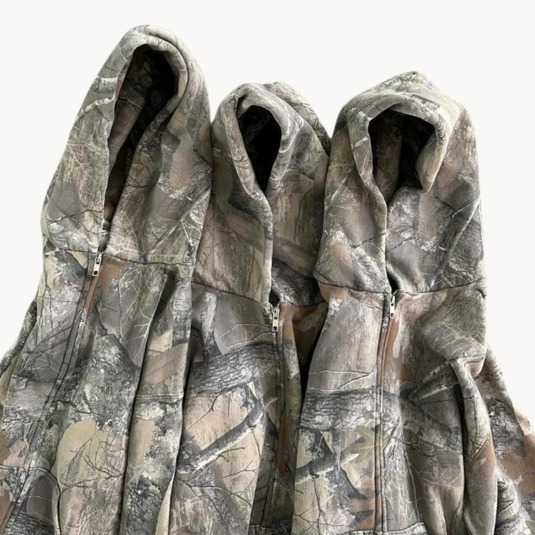 NOUVEAU RICHE Bequeme Tarnung Hoodie Lässiger Oversized Stil Stoff