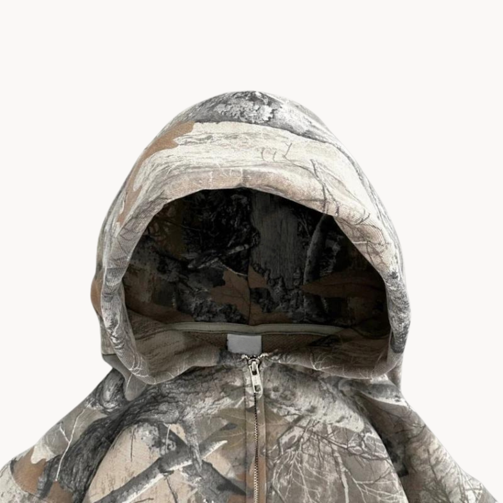 NOUVEAU RICHE Bequeme Tarnung Hoodie Lässiger Oversized Stil Stoff