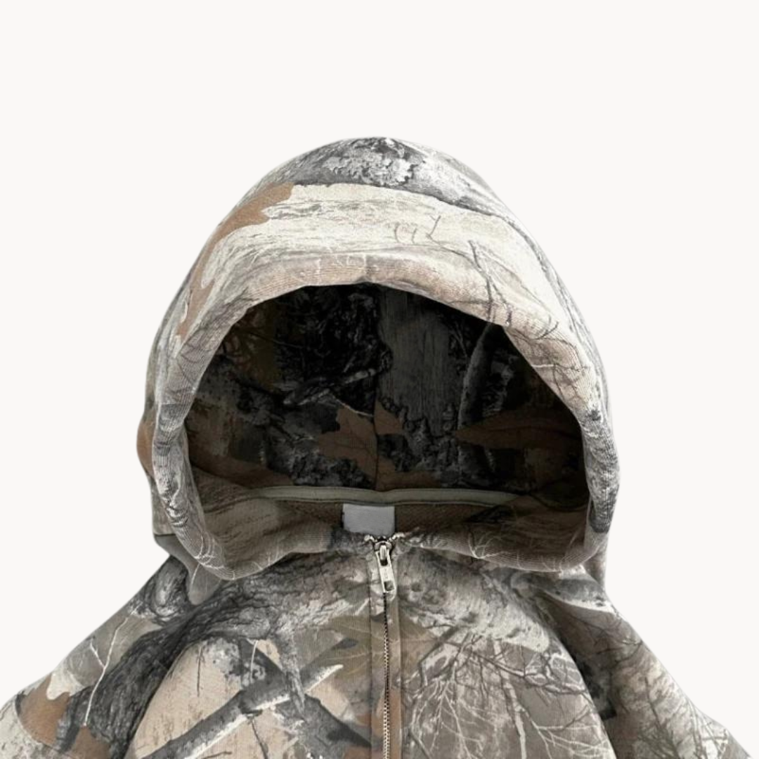 NOUVEAU RICHE Bequeme Tarnung Hoodie Lässiger Oversized Stil Stoff
