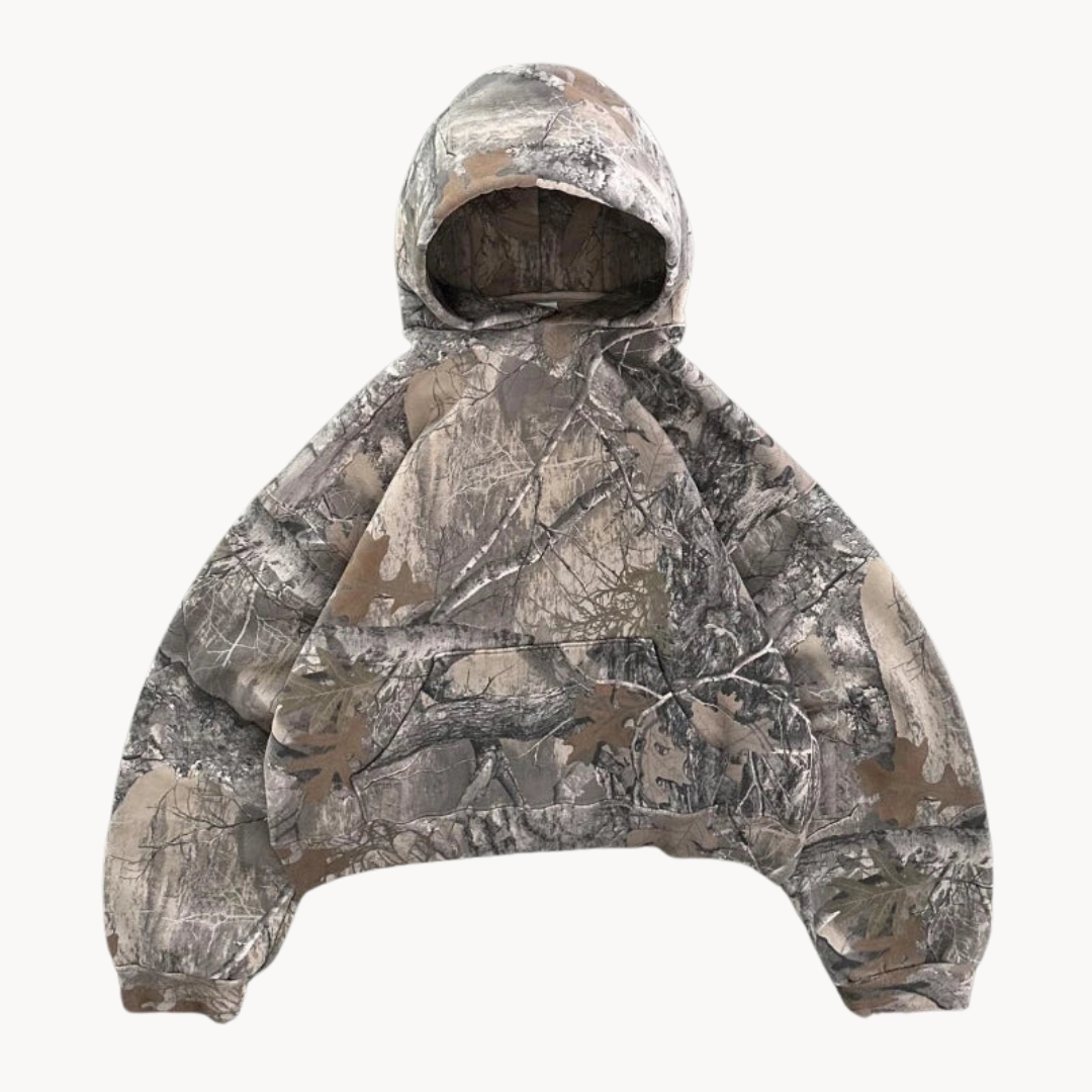 NOUVEAU RICHE Bequeme Tarnung Hoodie Lässiger Oversized Stil Stoff
