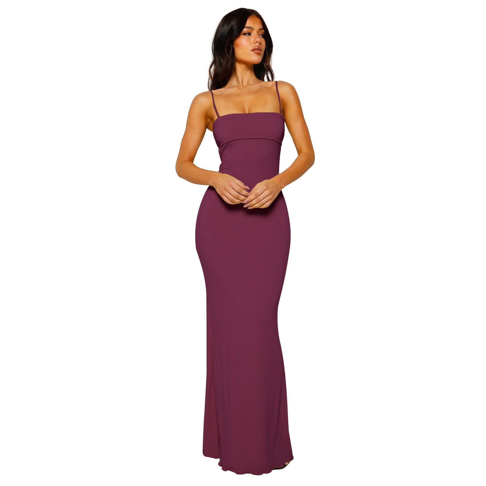NOUVEAU RICHE Bodycon Maxikleid Damen Rückenfrei Elegante Abendgarderobe Lila