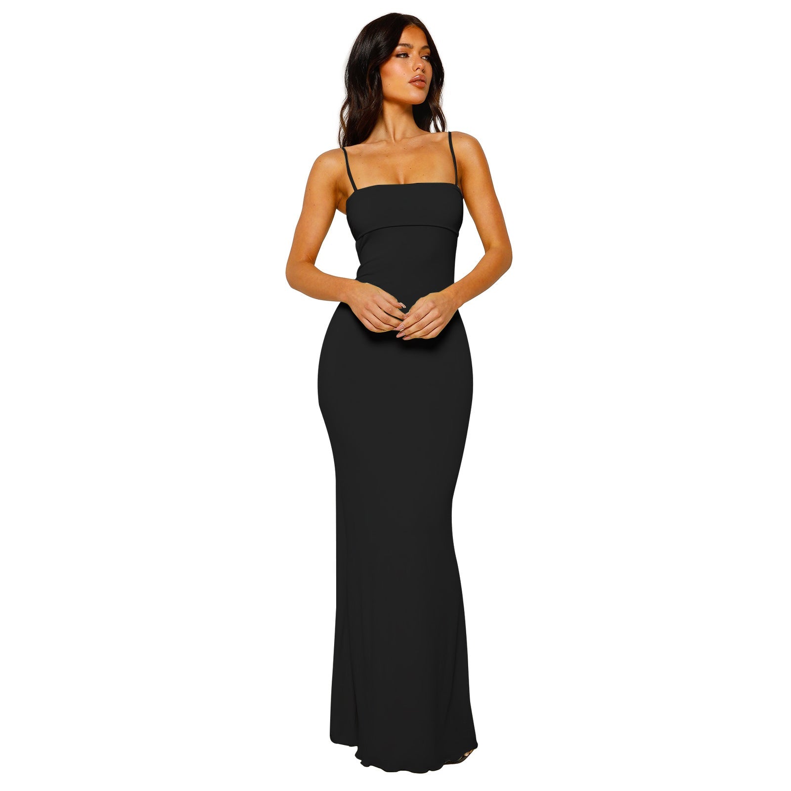 NOUVEAU RICHE Bodycon Maxikleid Damen Rückenfrei Elegante Abendgarderobe Schwarz