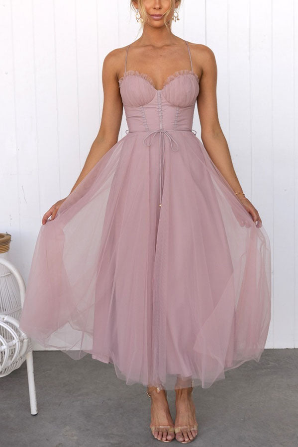 NOUVEAU RICHE Damen Maxikleid Fließend Chiffon Stoff V Ausschnitt Ärmellos
