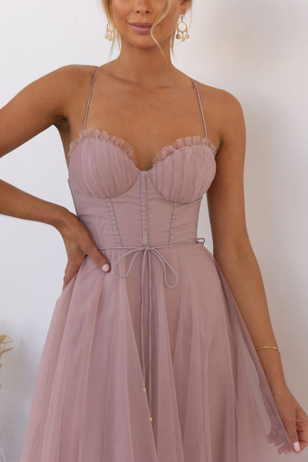 NOUVEAU RICHE Damen Maxikleid Fließend Chiffon Stoff V Ausschnitt Ärmellos