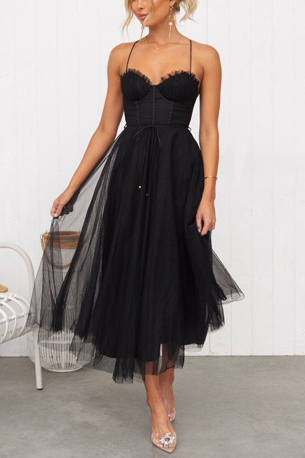 NOUVEAU RICHE Damen Maxikleid Fließend Chiffon Stoff V Ausschnitt Ärmellos