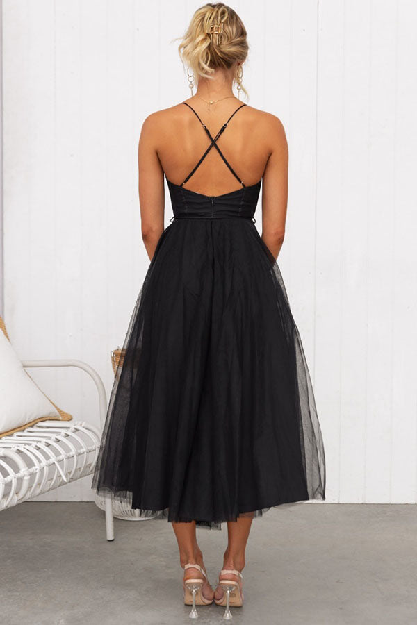 NOUVEAU RICHE Damen Maxikleid Fließend Chiffon Stoff V Ausschnitt Ärmellos