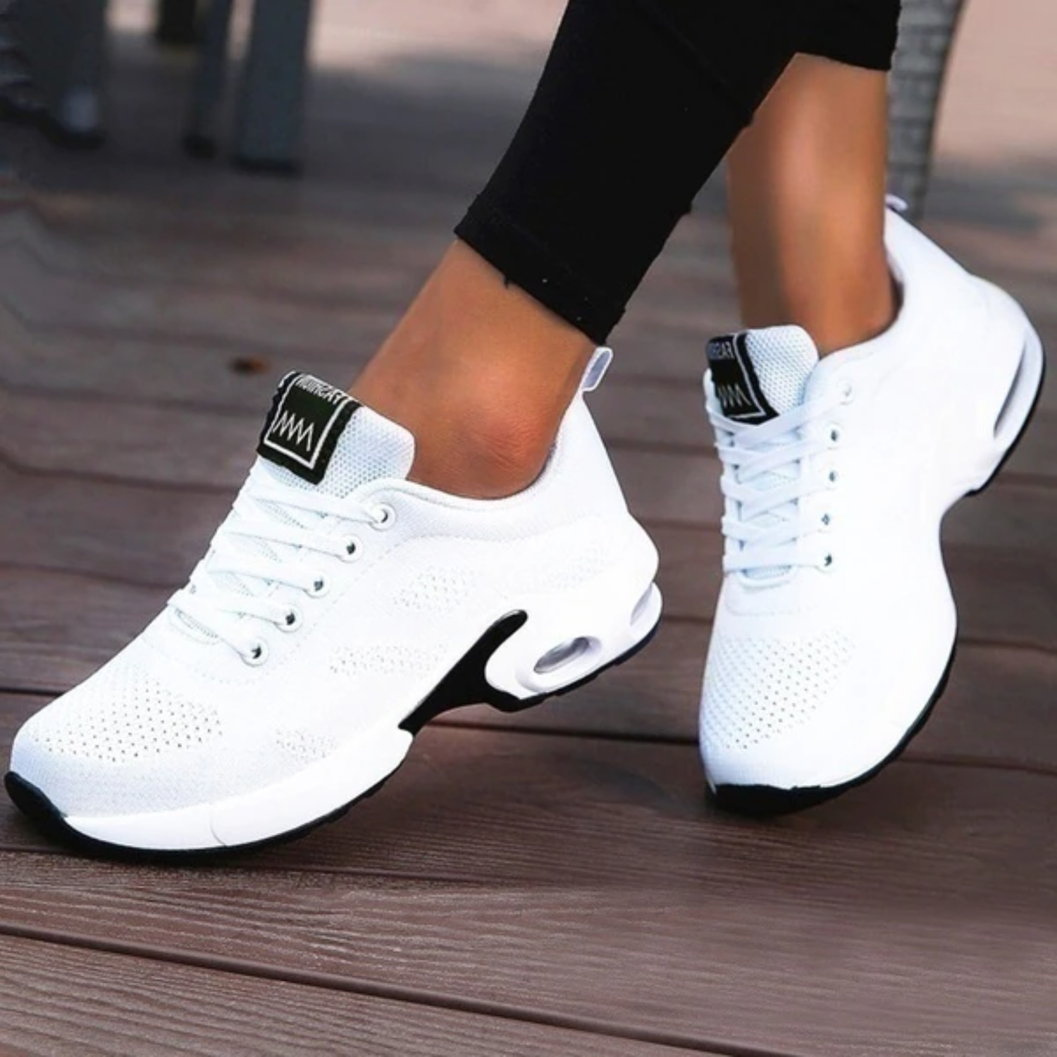 NOUVEAU RICHE Damen Wanderschuhe Leicht Bequem Sneakers Ganztagskomfort Weiß