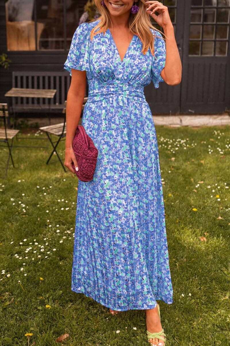NOUVEAU RICHE Elegantes Maxikleid Mit V Ausschnitt Für Festliche Anlässe Blau